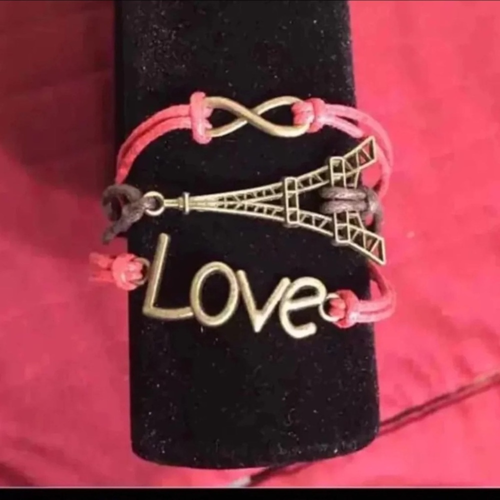 3/$15 ** Love Infinity Eiffel Tower Red Bracelet